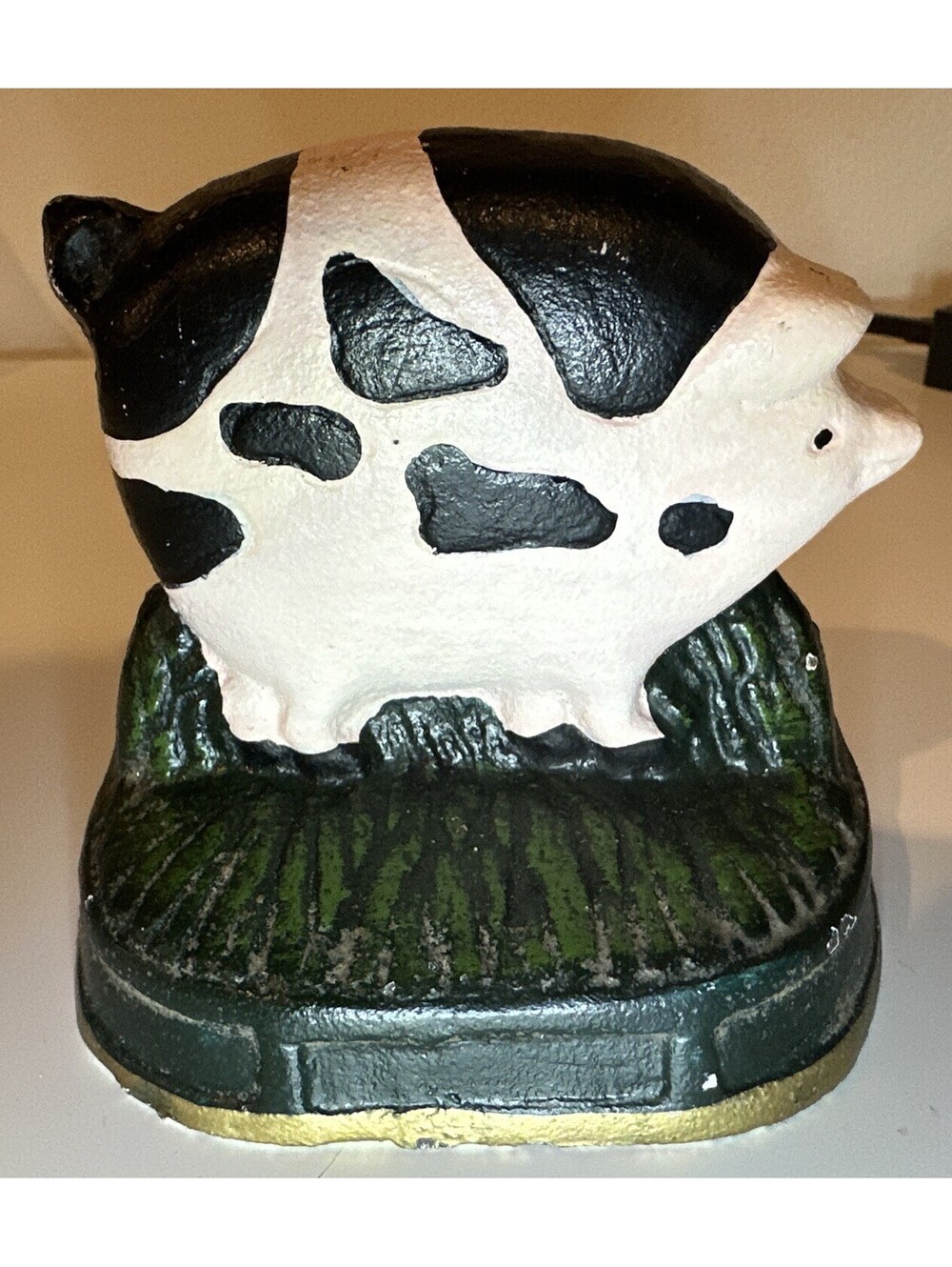 Cast Iron Small Pink & Black Pig DoorStop Farmhouse Decor